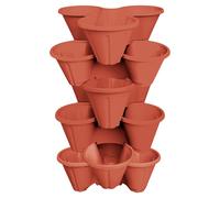 simpa Stackable Tri-Pot Plastic Strawberry Planters 6PC in Terracotta simpa Terracotta