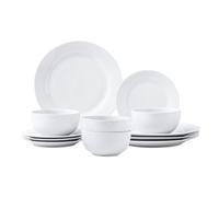 Simpa Timeless 12Pc Plain White Porcelain Dinner Set.