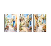 simpa Tuscany Village 3 Panel Canvas Wall Art simpa Multicolor