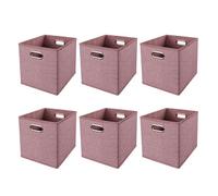 simpa Urban Living Set of 6 33cm Rose Fabric Collapsible Storage Cubes - Multi-Purpose Organiser Boxes with Ring Pull Handles