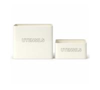 Simpa Vintage Classic Retro Metal Utensil Storage Tins - 2PC Cream Enamel Kitchen Utility Organiser Set