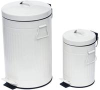 Simpa White 2Pc Metal Pedal Dustbin 12L & 3L Set