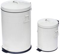 Simpa White 2Pc Metal Pedal Dustbin 20L & 5L Set