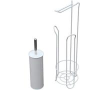 Simpa White Free Standing Toilet Brush & Toilet Roll Holder