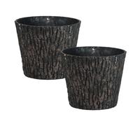 simpa Woodland Trunk Style Plastic Planters - Set of 2 in Dark Brown | Size: Large simpa Dark Brown L