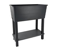 simpa XL Double-Tiered Raised Bed Grey Plastic Trough Planter Long Pot - 76.5cm (L) x 74cm (H) x 36.5cm (D)