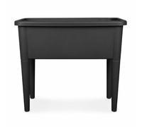 simpa XL Raised Garden Bed Planter, Black Plastic Trough Planter Pot for Flowers, Herbs and Vegetables, 76 x 65 x 37 cm