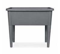 simpa XL Raised Garden Bed Planter, Grey Plastic Trough Planter Pot for Flowers, Herbs and Vegetables, 76 x 65 x 37 cm