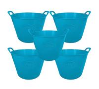 simpahome 42L 42 Litre Large Multi Purpose Flexi Tub - DARK BLUE - Robust Flexible Storage Container Bucket - Set of 5.