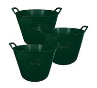 simpahome 42L 42 Litre Large Multi Purpose Flexi Tub - DARK GREEN - Robust Flexible Storage Container Bucket - Set of 3.