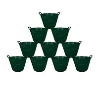 simpahome 42L 42 Litre Large Multi Purpose Flexi Tub - DARK GREEN - Robust Flexible Storage Container Bucket - Set of 10.