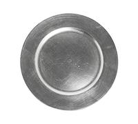 simpahome Decorative Reusable Plastic Charger Plates - Distressed Metallic Silver Effect - 33cm Diameter - Set of 6 Plates