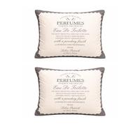 simpahome Vintage Inspired Shabby Chic Perfume Quote Pillow Cushion Set - 100% Cotton Cover & Polyester Filling - 40 x 50cm - Set of 2