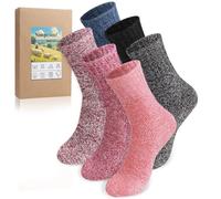 Simpcomf Thermal Socks for Women, Merino Wool Womens Socks 4-7 Warm Thick Winter Boot Bed Hiking Ladies Socks Gift 6 Pairs