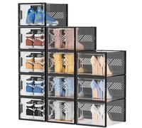 SIMPDIY Shoe Storage, 12 Pack X-Large Shoe Organizer for Closet, Shoe Boxes Clear Plastic Stackable Shoe Storage Boxes for Size 13
