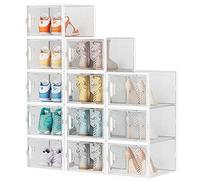 SIMPDIY Shoe Storage,12 pcs Shoe Boxes Clear Plastic Stackable Shoe Organizer Containers with Lids for Women/Men,Fit up to UK 12