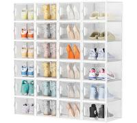 SIMPDIY Shoe Storage Box,24 pcs Shoe Boxes Clear Plastic Stackable, Shoe Organizer Containers with Lids for Women/Men,Fit up to UK 12
