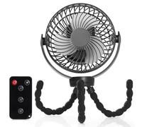 Simpeak 10000mAh Pram Fan Clip On Stroller with Remote Control & LED Lights, Mini Buggy Fan with 3 Speeds | 3 Light Modes | 720° Rotation