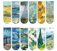 Simpeak 12 PCS Magnetic Bookmarks, 12 * 2cm Page Clips Magnetic Bookmarks, Claude Monet Van Gogh Art Painting Bookmarks, Teacher Gifts, Book Marker Clip for Teachers, Students, Book Lovers