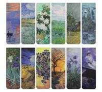 Simpeak 12 PCS Magnetic Bookmarks, 12 * 2cm Page Clips Magnetic Bookmarks, Claude Monet Van Gogh Art Painting Bookmarks, Teacher Gifts, Book Marker Clip for Teachers, Students, Book Lovers