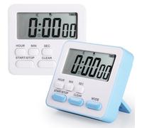 Simpeak 2-Pack Multi-Function Digital Kitchen Timers for Cooking with Clock & Memory Function, Strong Magnet & Kickstand Timers for Classroom, Office, Gym, Reliable Backside Support & Hanging Lanyard