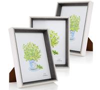 Simpeak 3 Pieces 6 "x 8" Portrait Photo Frame with Vertical/Horizontal Angle Bracket, 15 * 20cm Photo Frame for Home Office Decoration, Gray