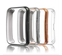 Simpeak 4 Pcs Screen Protector Cover Compatible with Huawei Watch Fit, Soft TPU Silicone Gel Case with Protective Film, Clear, Anti-Scratch, Full Protection, Transparent, Black, Silver, Rose Gold