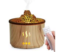 Simpeak 400ml Essential Oil Diffuser with Remote Control, Volcano Shape Ultrasonic Aroma Diffuser with Timer, LED Light, BPA Free diffusers for home/Yoga/Office/Spa - Light brown