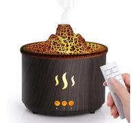 Simpeak 400ml Essential Oil Diffuser with Remote Control, Volcano Shape Ultrasonic Aroma Diffuser with Timer, LED Light, BPA Free diffusers for home/Yoga/Office/Spa - Dark brown