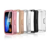 Simpeak 5 Pcs Screen Protector Cover Compatible with Huawei Band 10/9/8, Soft TPU Silicone Gel Case with Protective Film, Anti-Scratch, Full Protection, Clear, Black, Silver, Rose Gold, Pink