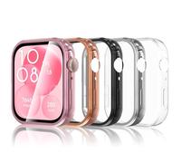 Simpeak 5 Pcs Screen Protector Cover Compatible with Huawei Watch Fit 3, Soft TPU Silicone Gel Case with Protective Film, Anti-Scratch, Full Protection, Clear, Black, Silver, Rose Gold, Pink