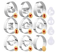 Simpeak Easter Cookie Cutters Set, 9PCS Stainless Steel Cookie Mold + 4PCS Painting Molds, DIY Easter Egg Bunny Cookie Cutters, Animals Rabbit Chick Butterfly Cookie Molds