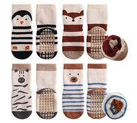 Simpeak Kids Socks, 4 Pairs Kids Socks in Autumn and Winter Non Slip Kids Toddler Socks with Grips Children Gift Socks for Boys Girls 3-5 Year - 1