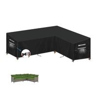 SIMPHAUS Garden L Shaped Sofa Cover Rattan Corner Furniture Covers Waterproof Chaise Lounge Corner Sofa Cover Garden Sofa Cover L Shape outdoor Rattan Corner Sofa Covers 420D Oxford 250x190x90x80/60cm