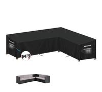 SIMPHAUS L Shaped Garden Furniture Covers Waterproof Outdoor Rattan Corner Sofa Cover L Shape Patio Set Cover for Rattan L Shape Garden Couch 420D Oxford Material Windproof Large 300x230x95x80/60cm