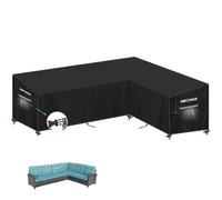 SIMPHAUS L-Shaped Garden Sofa Cover Waterproof 420D Oxford Fabric Outdoor Rattan Corner Sofa Left Hand Windproof Outdoor Couch Cover 270x210x87x80/60cm