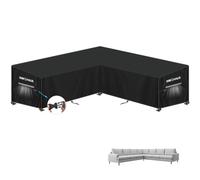 SIMPHAUS V Shape Garden Furniture Covers Heavy Duty Garden Corner Sofa Covers Waterproof V-Shaped Couch Protector Outdoor Sofa Cover Windproof Anti-UV 420D Oxford Fabric 315x315x99x80/60cm