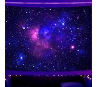 Simpkeely Blacklight Galaxy Tapestry, Blue Space Starry Sky Stars Night Universe Wall Hanging, UV Reactive Glow in the Dark Purple Party Backdrop Aesthetic Tapestry for Bedroom - 240cm x 320cm