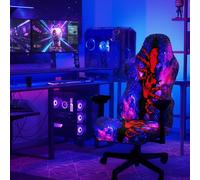 Simpkeely Blacklight Gaming Chair Cover - UV Reactive Esports Chair Protector with Neon Skull Galaxy Design, Stretchable Washable Slipcover for Office & Gaming Chairs