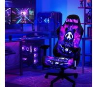 Simpkeely Blacklight Gaming Chair Cover - UV Reactive Neon Glow Panda Design, Stretch Washable Slipcover for Esports Chairs, Gamer Room Decor
