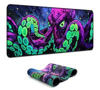 Simpkeely Blacklight Octopus Gaming Mouse Pad - UV Reactive Kraken Tentacles Desk Mat, Neon Glow in The Dark Waterproof Extended Mousepad with Non-Slip Rubber Base for Office & Home - 80 x 30 cm
