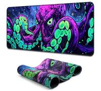 Simpkeely Blacklight Octopus Gaming Mouse Pad - UV Reactive Kraken Tentacles Desk Mat, Neon Glow in The Dark Waterproof Extended Mousepad with Non-Slip Rubber Base for Office & Home - 80 x 30 cm