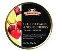 Simpkins Citrus Lemon & Sour Cherry Travel Sweets 200g (Pack of 2)