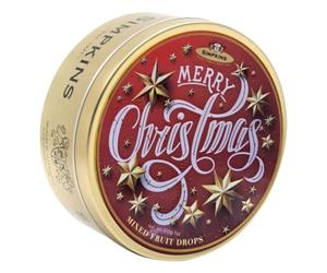 Simpkins Merry Christmas Mixed Fruit Drops - Limited Edition Travel Sweets Tin 200g