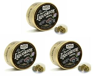 Simpkins Nipits Original Liquorice Travel Sweets Drops 175g Tin - 3 pack