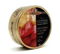 Simpkins Rhubarb and Custard Drops Travel Tin 200g - The Original Travel Tin Manufacturer - All Natural Colours and Flavours - Vegetarian and Vegan Friendly - Gluten and Dairy Free
