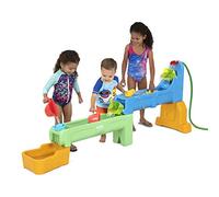 Simplay3 Rushing River Falls Multi-level Outdoor Water Play Table, Expandable Splash Table for Toddlers and Kids ages 1.5 to 6 - includes 9 Water Play Table Accessories, Made in USA