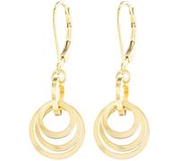 Simple 14K Yellow Gold-filled Short Flat Circle Lever-Back Dangle Earrings Cute Everyday Jewelry Gift Idea for Her Designer Geometric Drop-Down Earrings for Modern Women, Gold