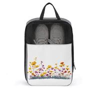 Simple 1950s Era Wildflowers Field Shoe Bag for Travel Daily Use Anti-dust Storage Carrier Golf Shoe Pouch