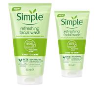 Simple 2 Pack 150ml Kind to Skin Refreshing Facial Wash for Sensitive Skin, Gentle Daily Cleanser, Removes Impurities, Hydrates & Soothes Skin Naturally